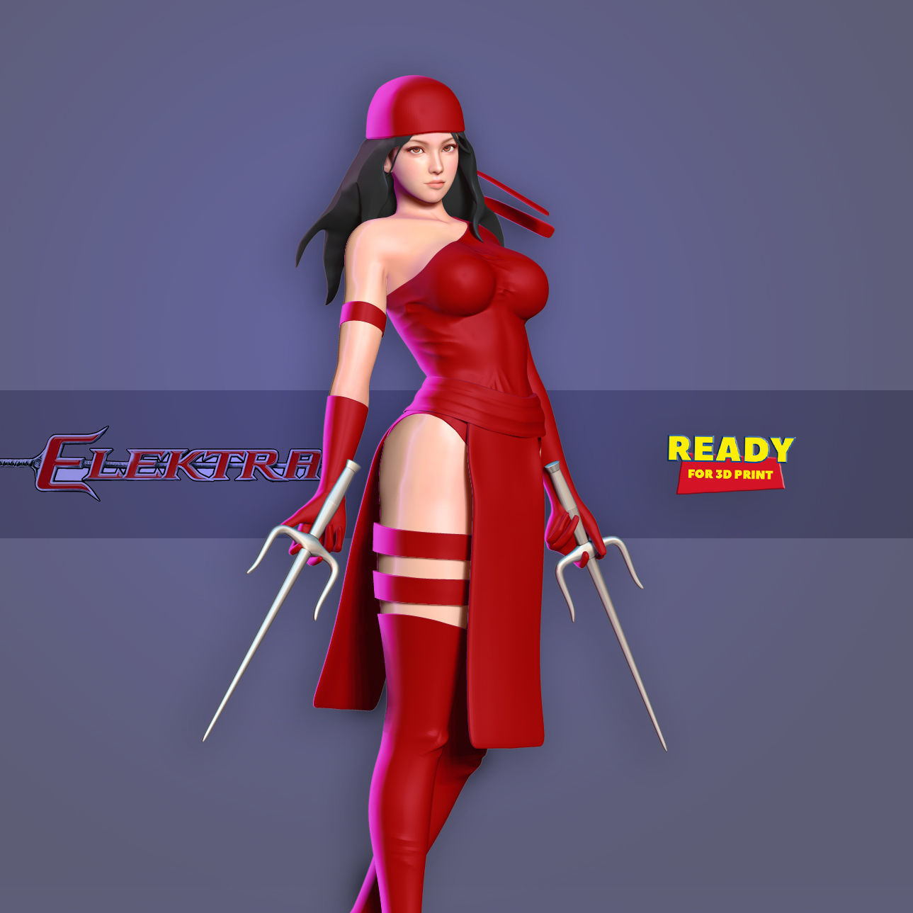 Elektra woman costume 3D print model_14