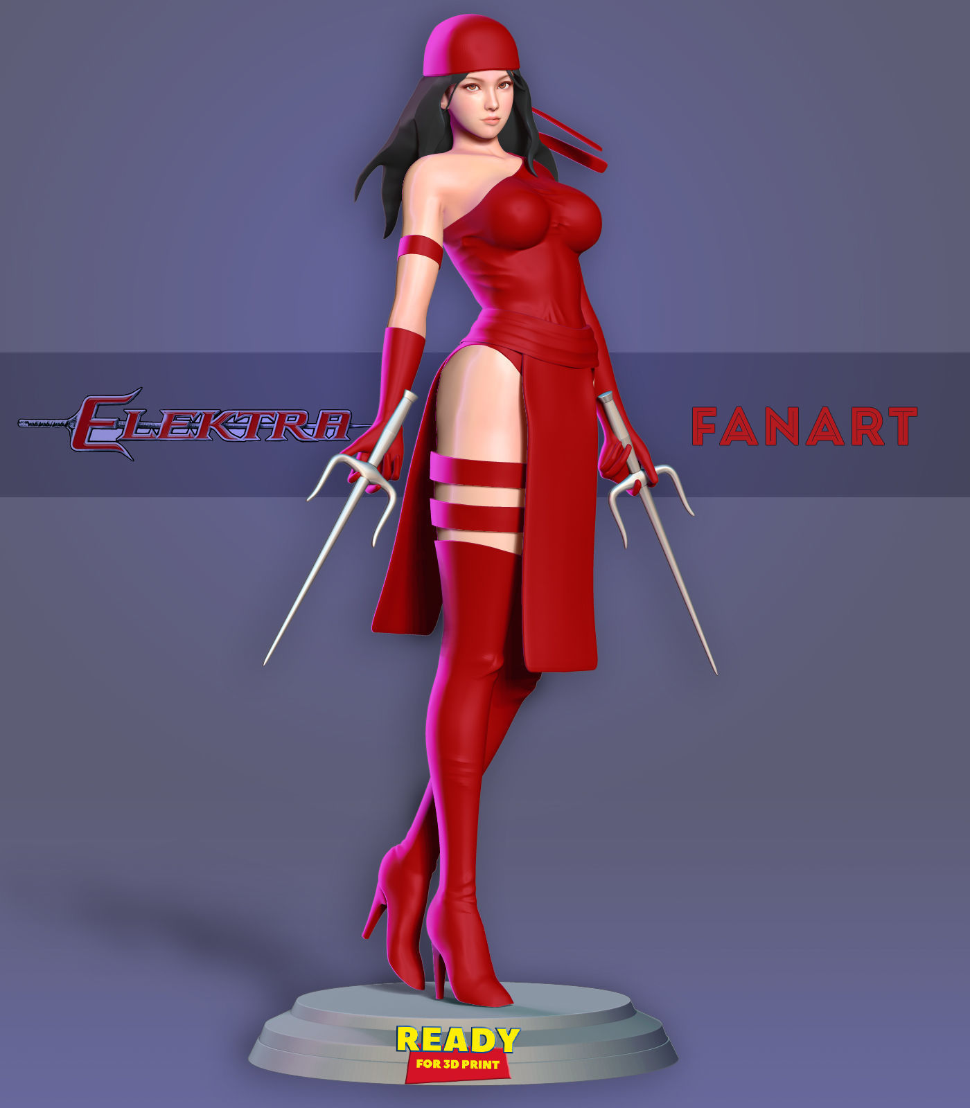 Elektra woman costume 3D print model_19