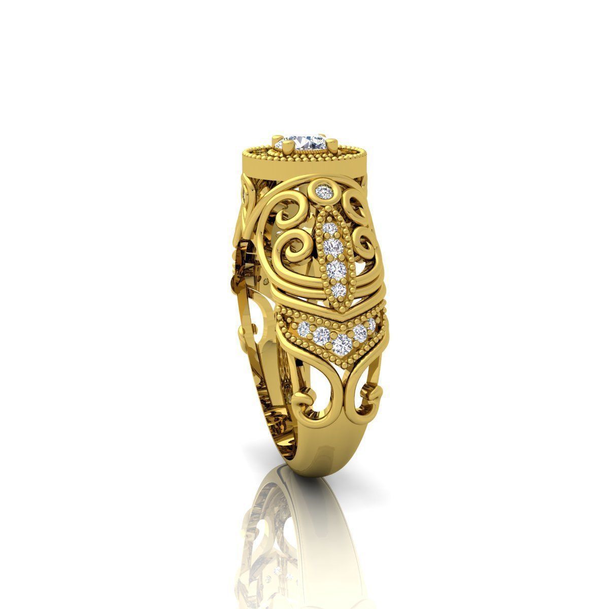 Big Fancy Design Ring 3D print model_6