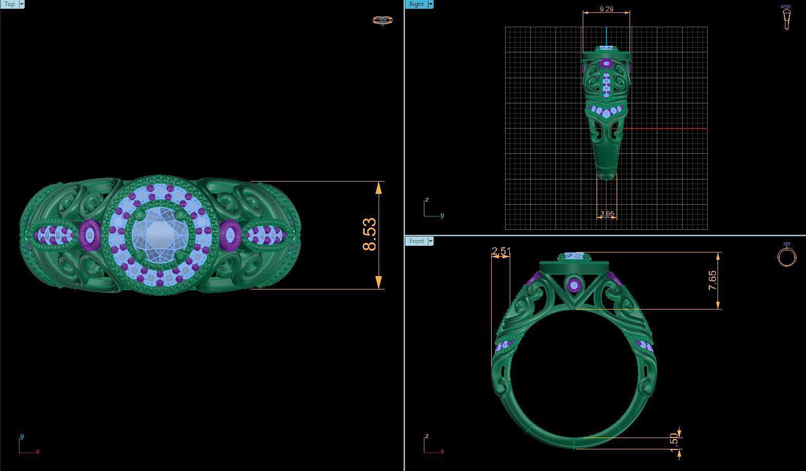 Big Fancy Design Ring 3D print model_11