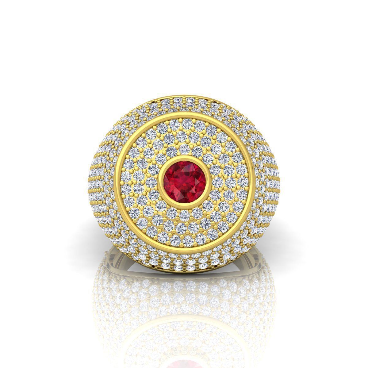 Ruby Diamond Mens Ring 3D print model_2