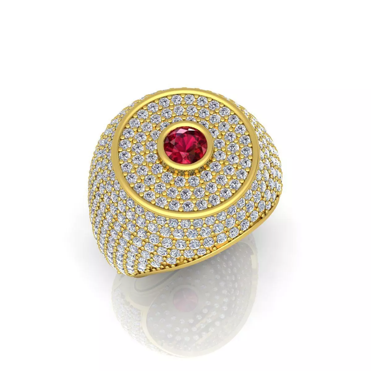 Ruby Diamond Mens Ring 3D print model_0