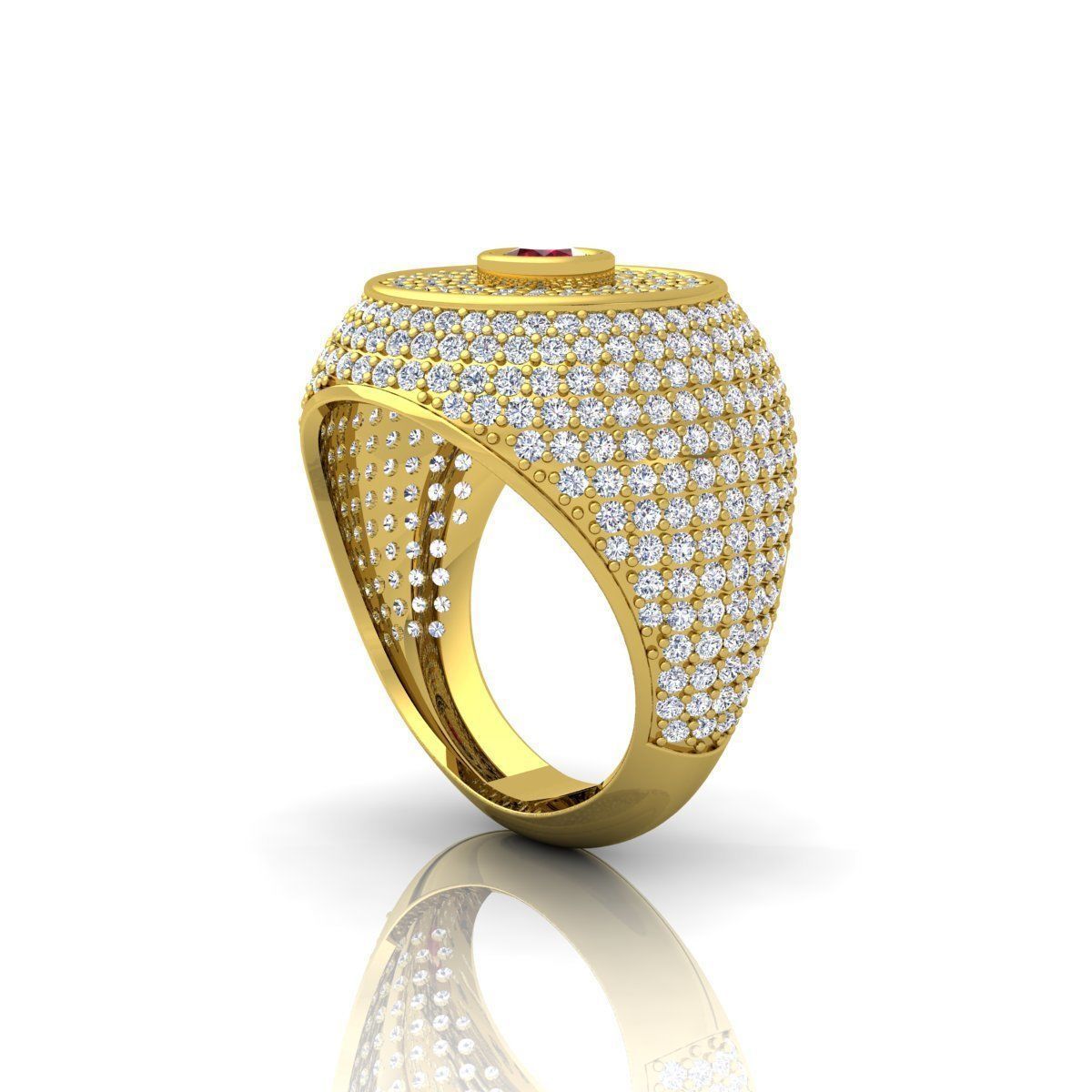 Ruby Diamond Mens Ring 3D print model_6