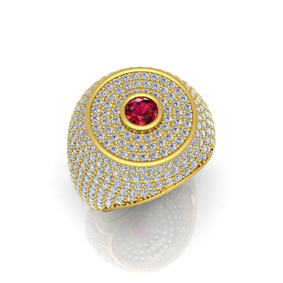 Ruby Diamond Mens Ring 3D print model_4