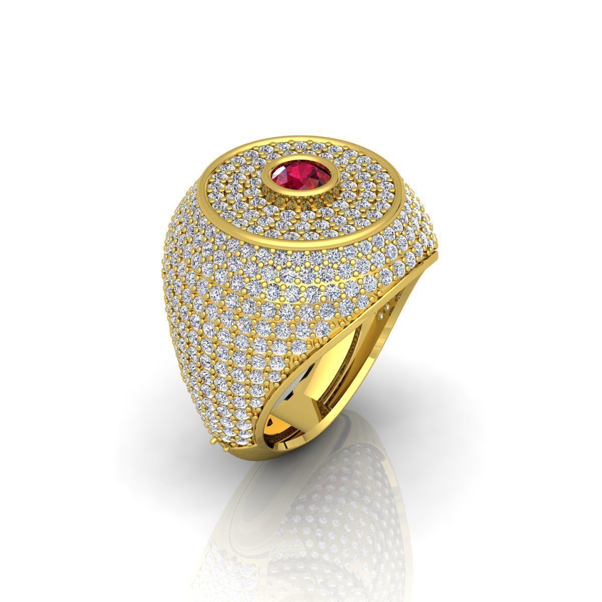 Ruby Diamond Mens Ring 3D print model_1