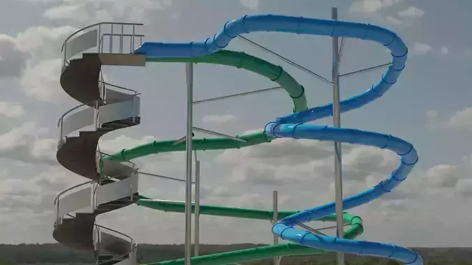 Water Slide 3D model Low-poly 3D model