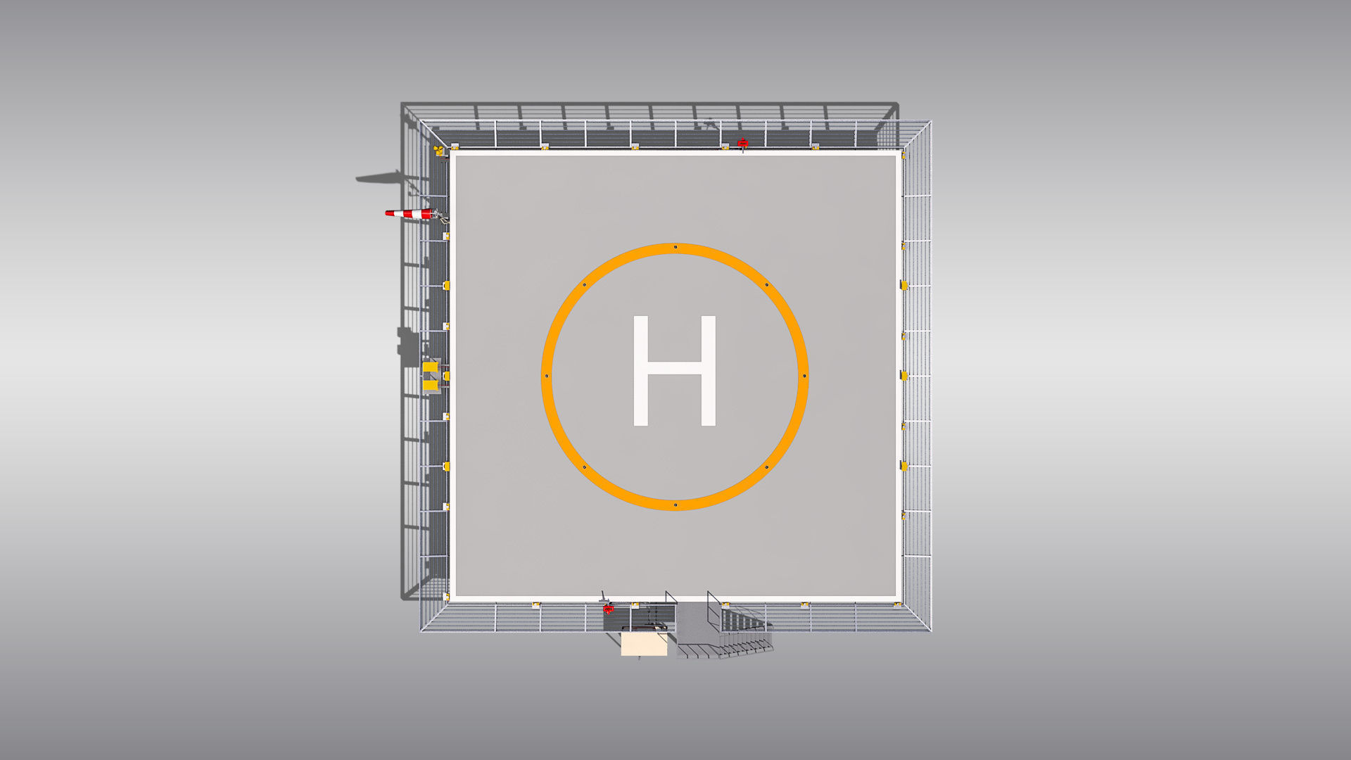 Square Heliport 3D model_3