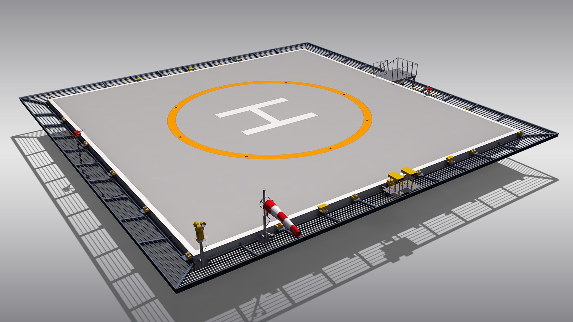 Square Heliport 3D model_2