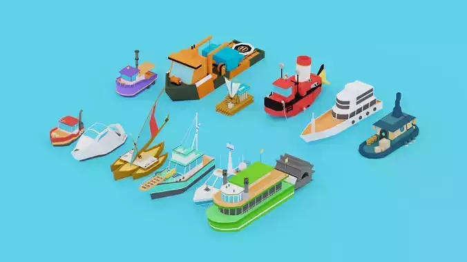 POLYGRUNT - 12 Low Poly Water Craft Pack  or Sea Vehicle Pack