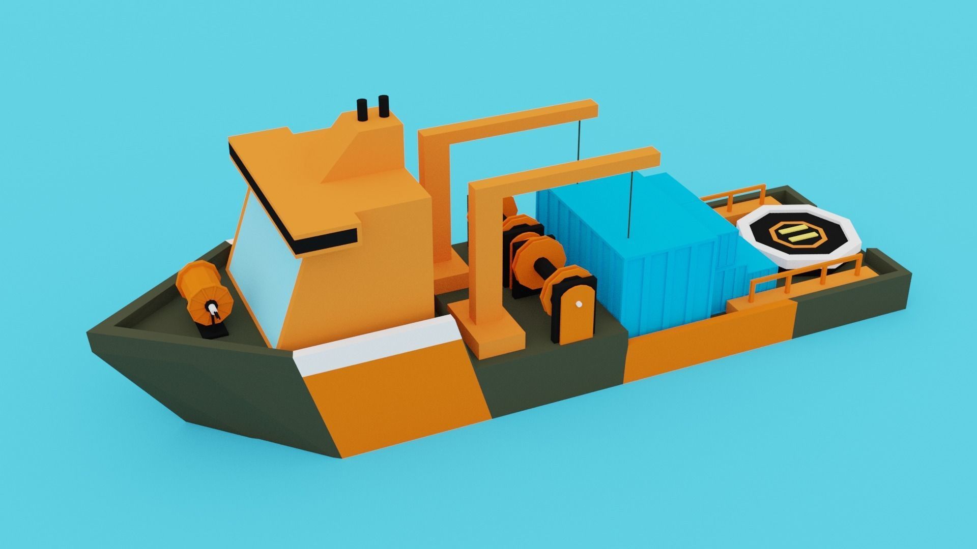 POLYGRUNT - 12 Low Poly Water Craft Pack or Sea Vehicle Pack Low-poly 3D model_11