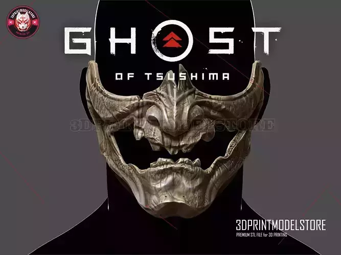 Ghost of Tsushima Skeletal Mask - Japanese Oni Samurai Helmet  3D print model