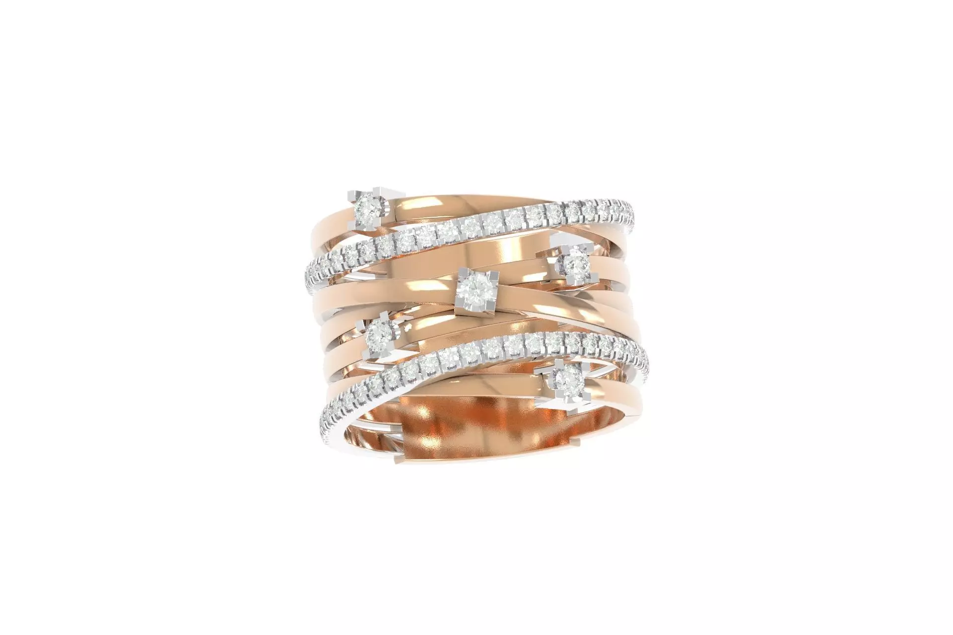 wide ring with stones 3D print model_0