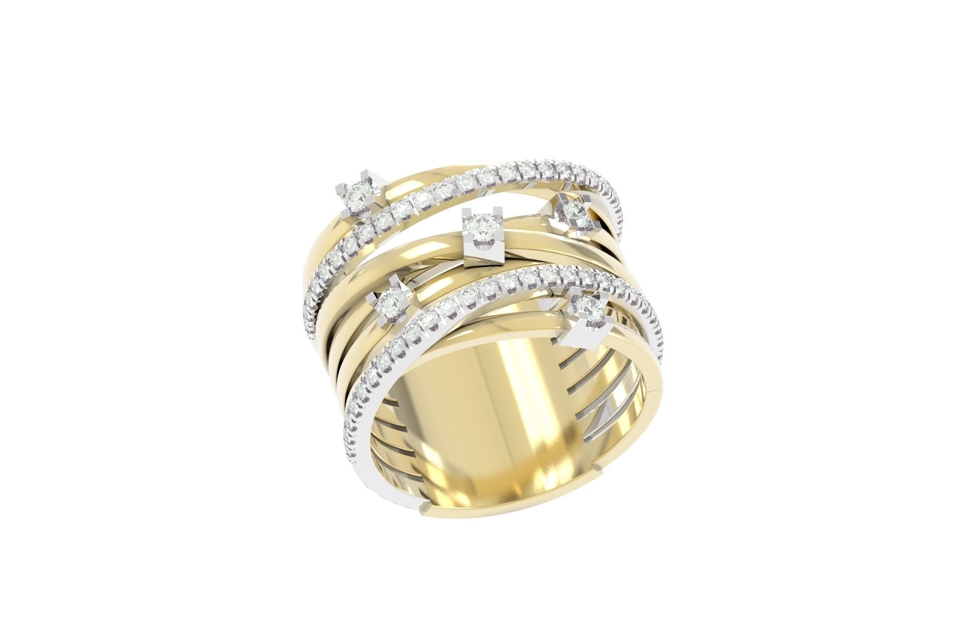 wide ring with stones 3D print model_1