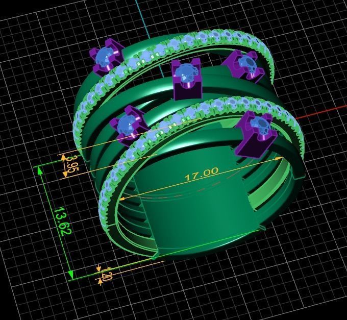 wide ring with stones 3D print model_14
