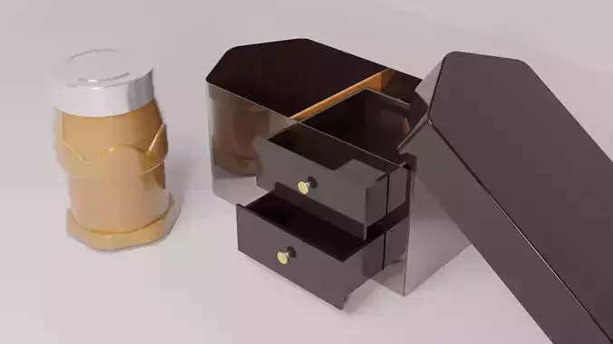 Honey jar and cabinet 3D Model  3D model
