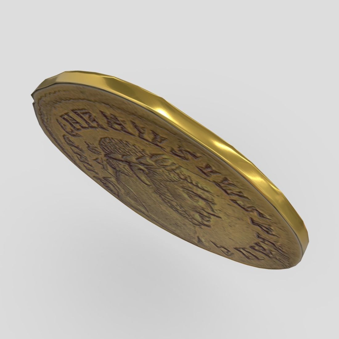 Gold Coin 4 Low-poly 3D model_6