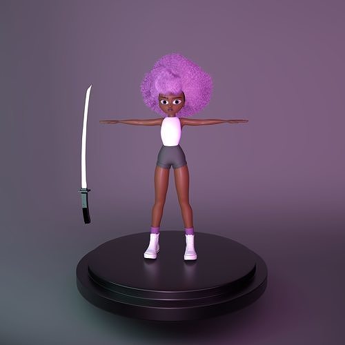 slasher 3d model girl holding sword 3D model