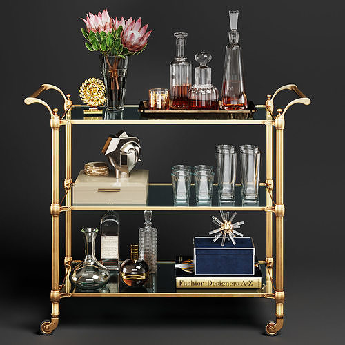 Williams Sonoma Beckett Bar Cart 3D model