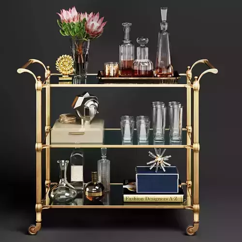 Williams Sonoma Beckett Bar Cart 3D model