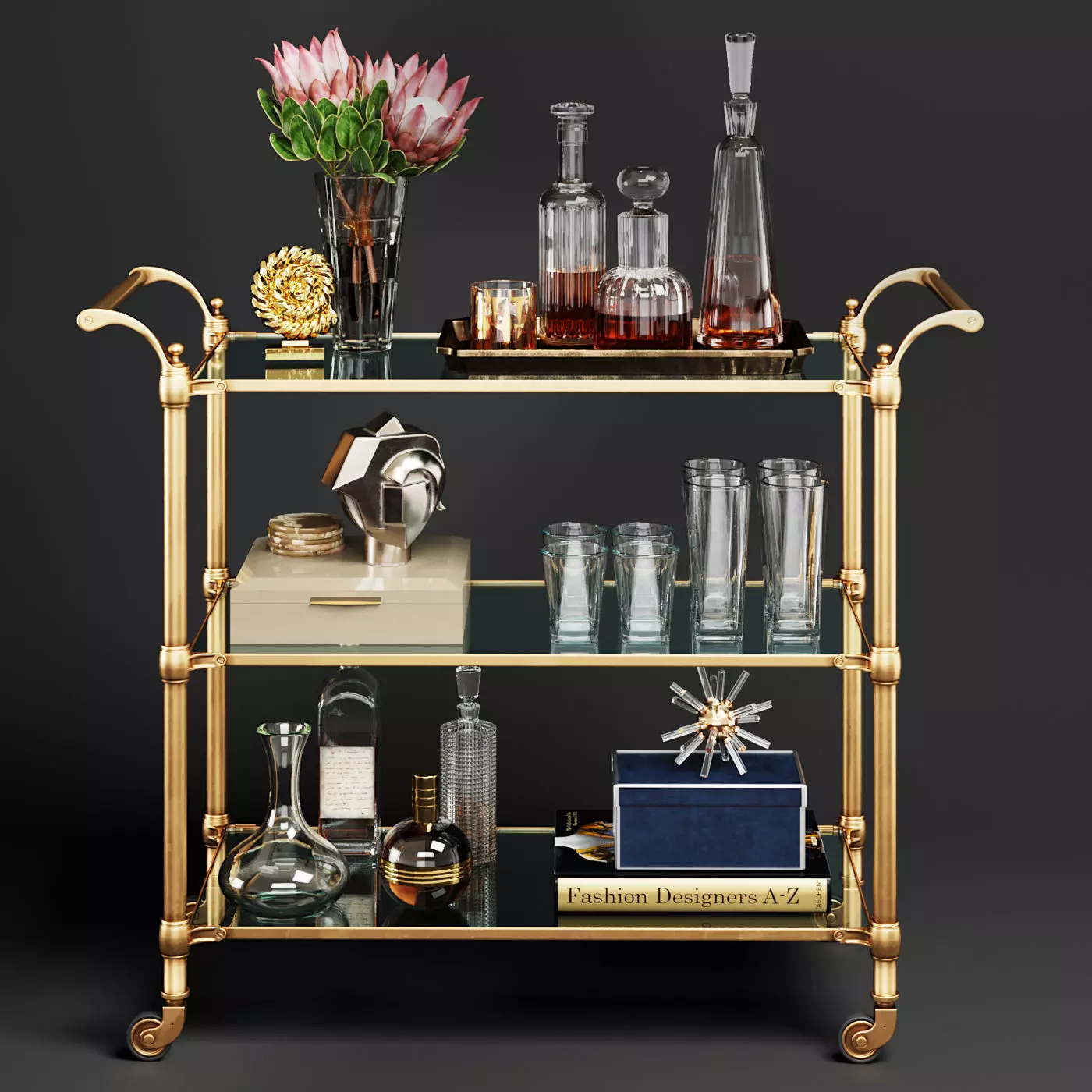 Williams Sonoma Beckett Bar Cart 3D model