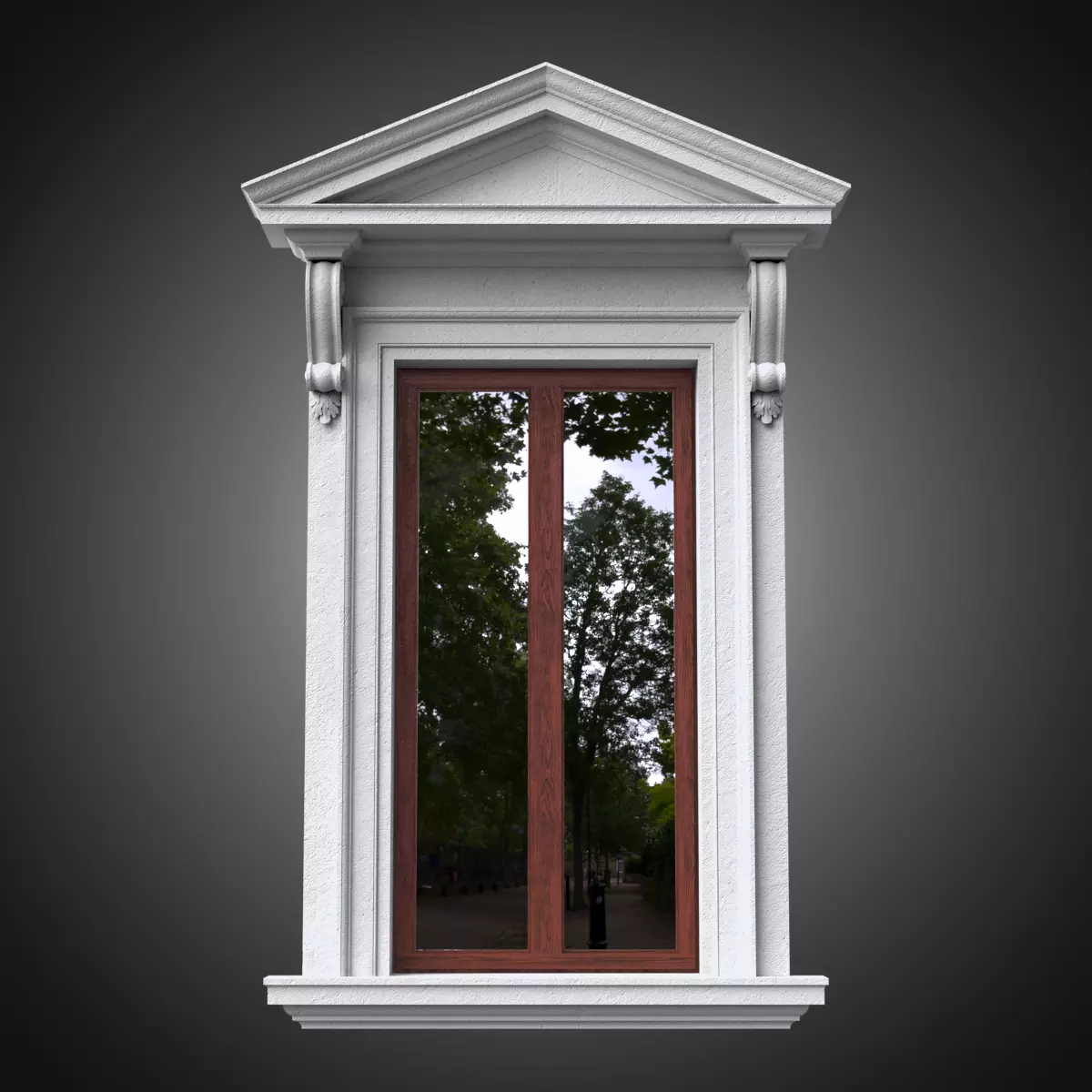 Classical window with pointed pediment 3D model