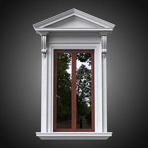 Classical window with pointed pediment 3D model