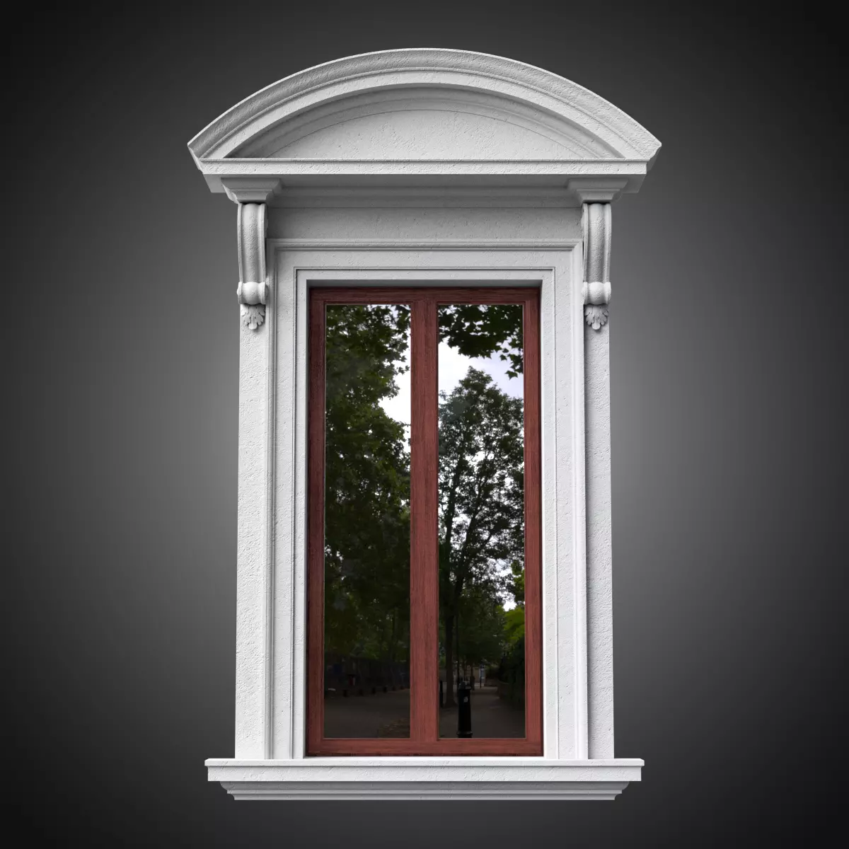 Classical window with curved pediment 3D model