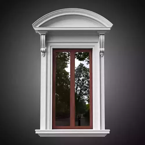 Classical window with curved pediment 3D model