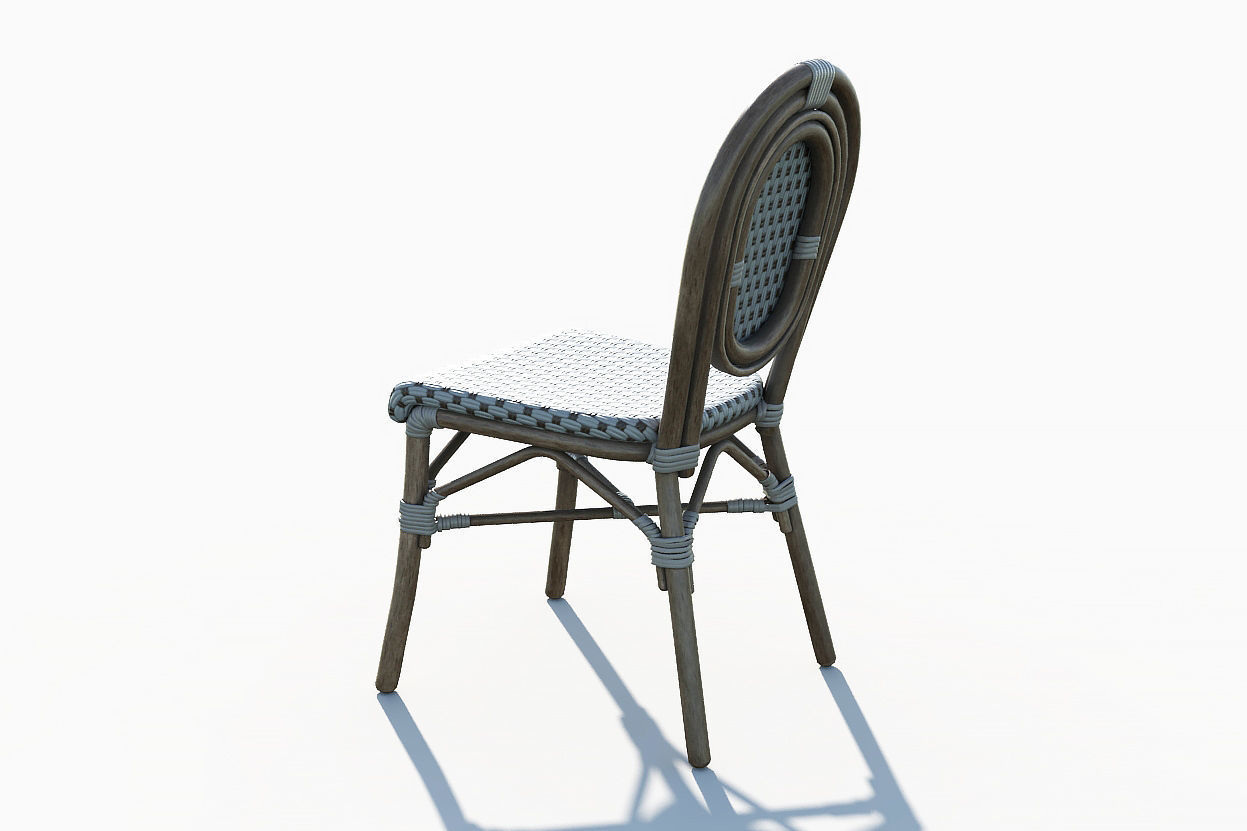 Wicker Bistro Chair Low-poly 3D model_3
