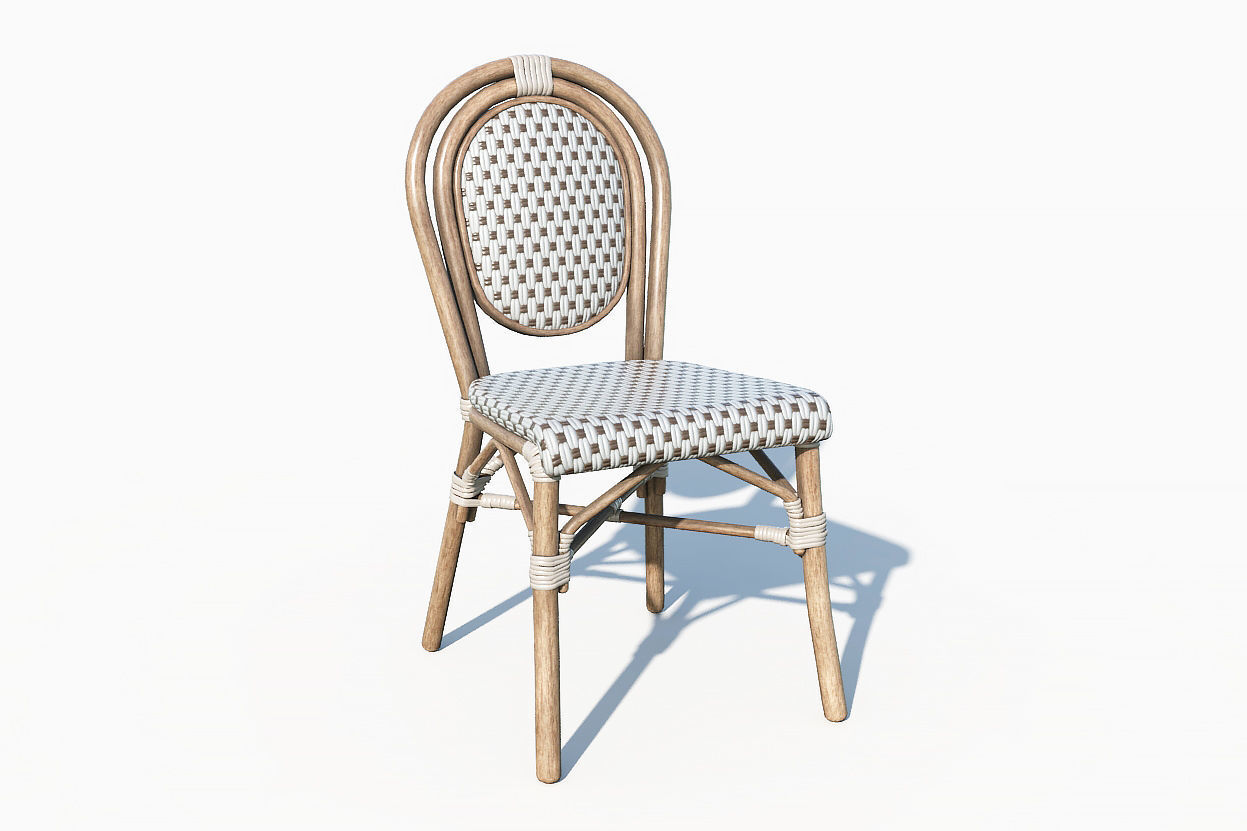 Wicker Bistro Chair Low-poly 3D model_13