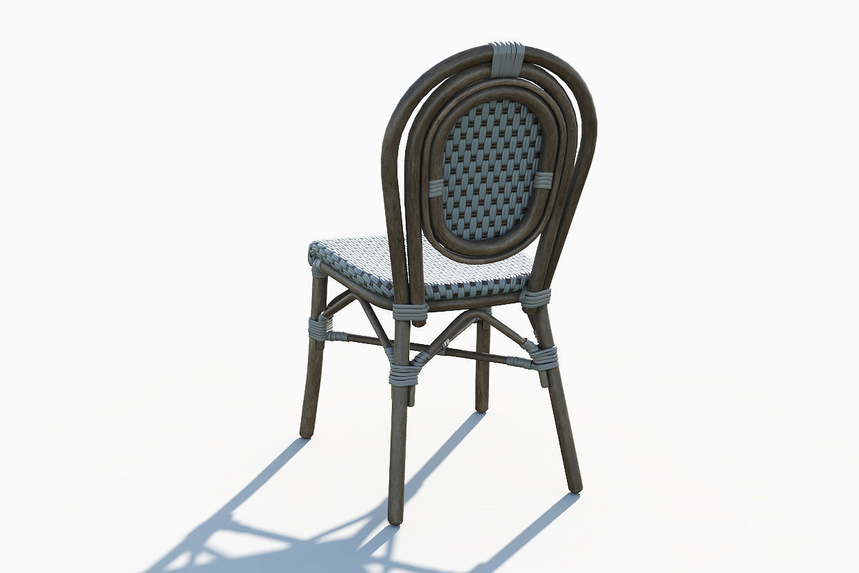 Wicker Bistro Chair Low-poly 3D model_5