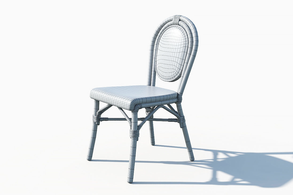 Wicker Bistro Chair Low-poly 3D model_16