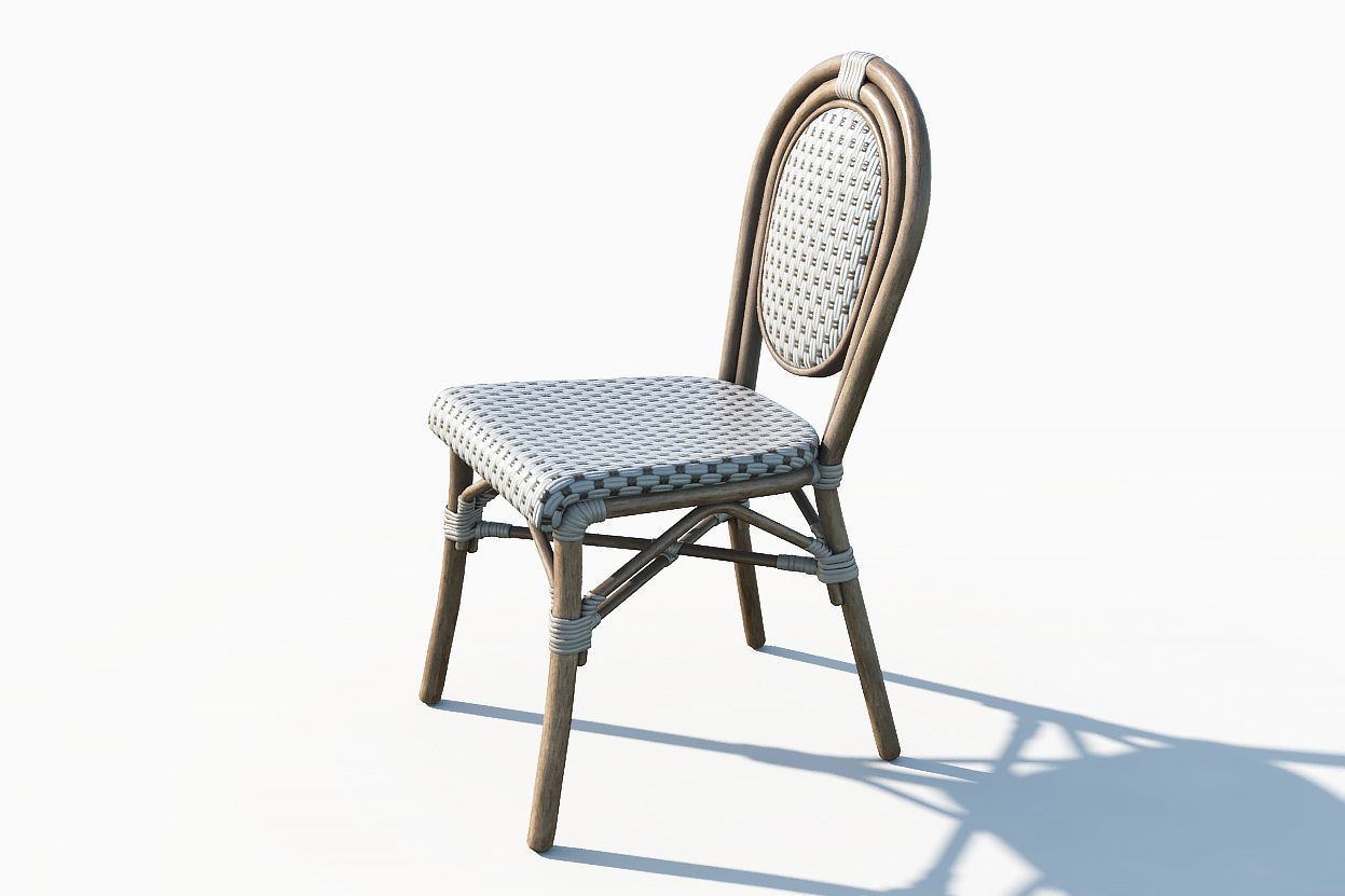 Wicker Bistro Chair Low-poly 3D model_1
