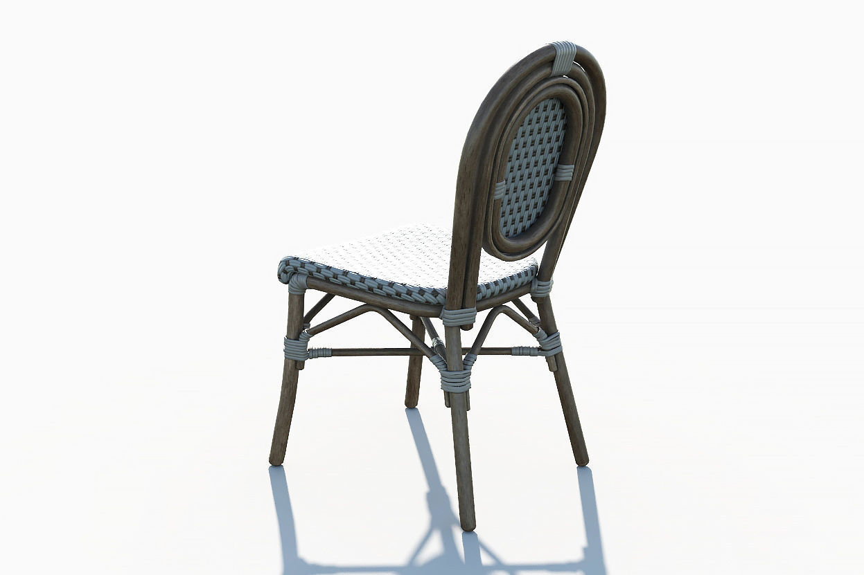 Wicker Bistro Chair Low-poly 3D model_4