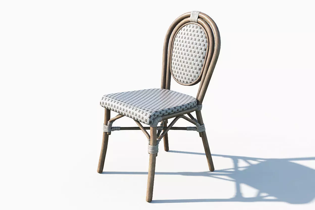 Wicker Bistro Chair Low-poly 3D model_0
