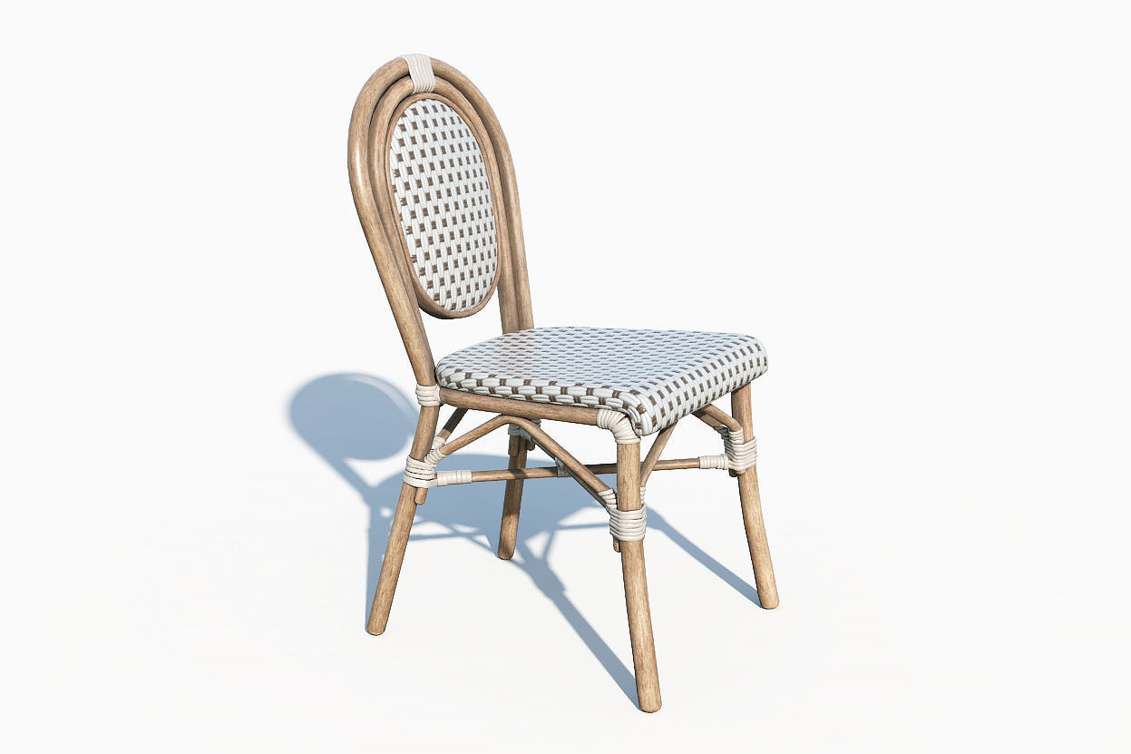 Wicker Bistro Chair Low-poly 3D model_11