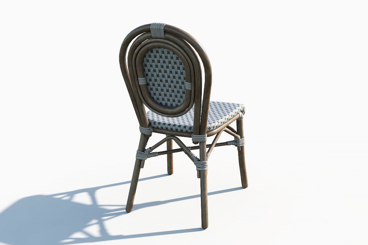 Wicker Bistro Chair Low-poly 3D model_7