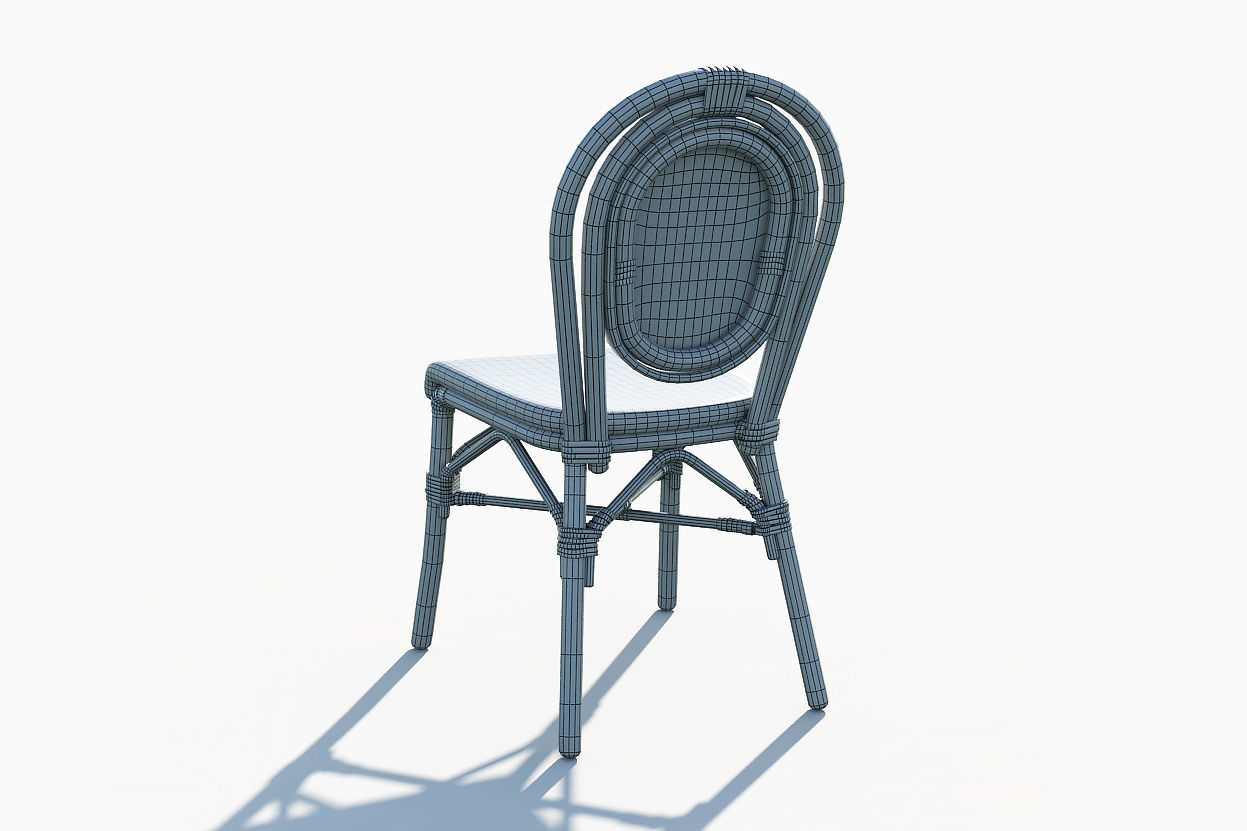 Wicker Bistro Chair Low-poly 3D model_17