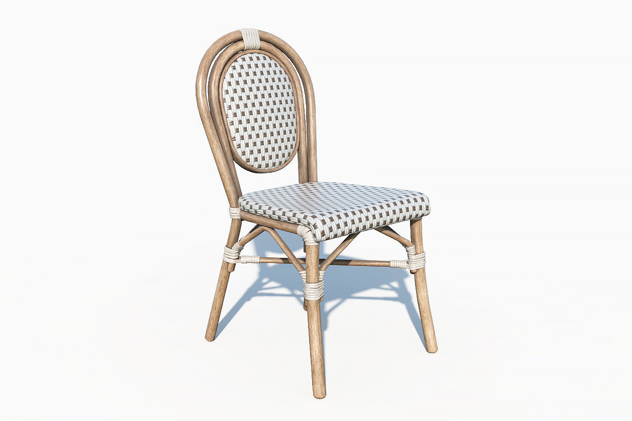 Wicker Bistro Chair Low-poly 3D model_12