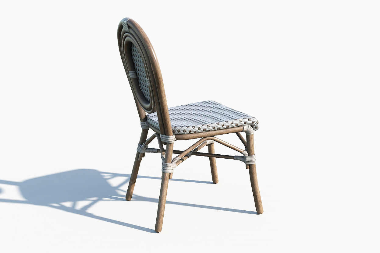 Wicker Bistro Chair Low-poly 3D model_9