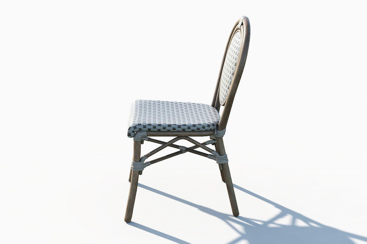 Wicker Bistro Chair Low-poly 3D model_2