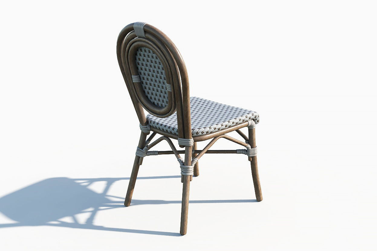 Wicker Bistro Chair Low-poly 3D model_8