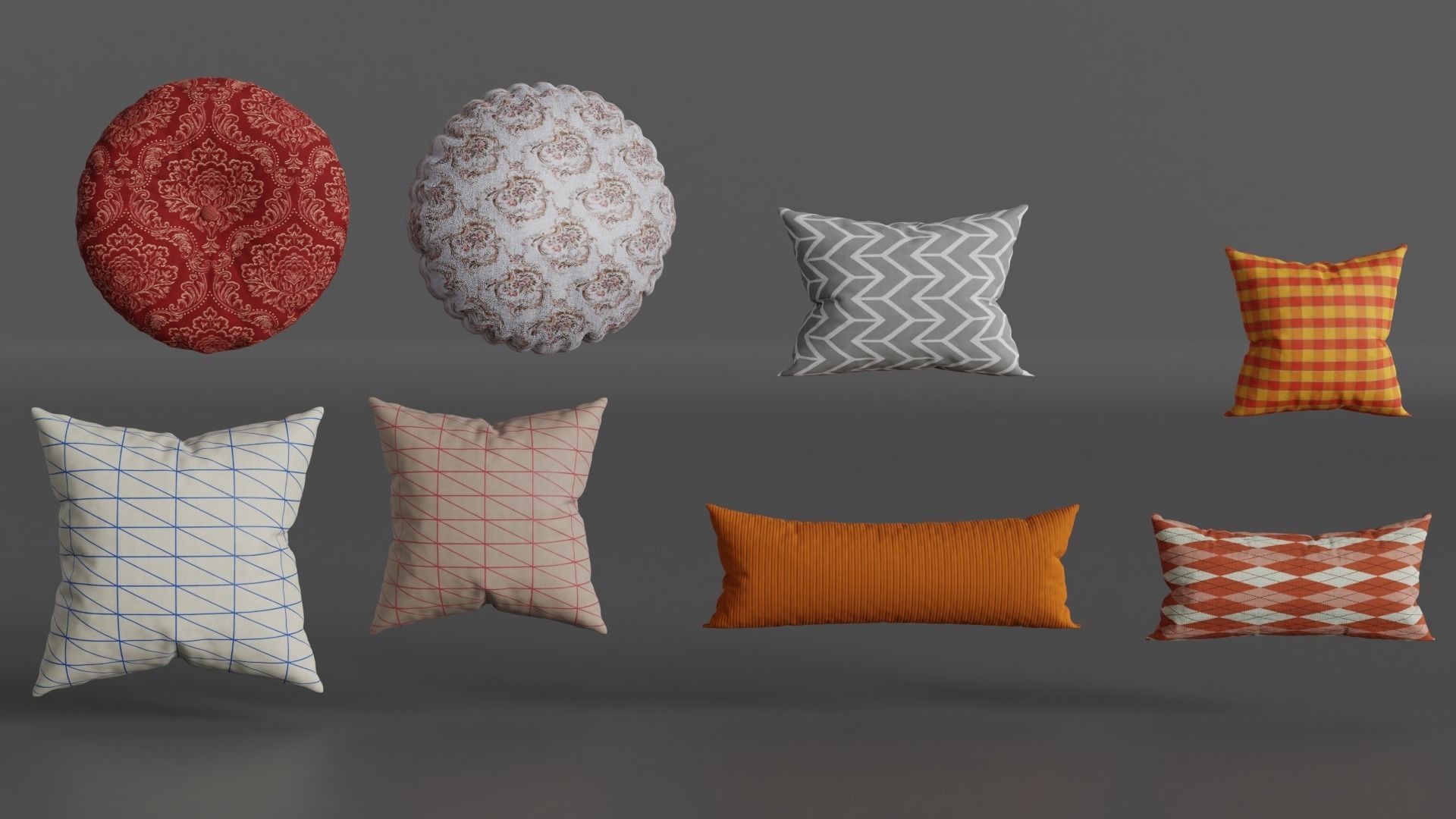 Pack of 8 Cushions 3D model_8