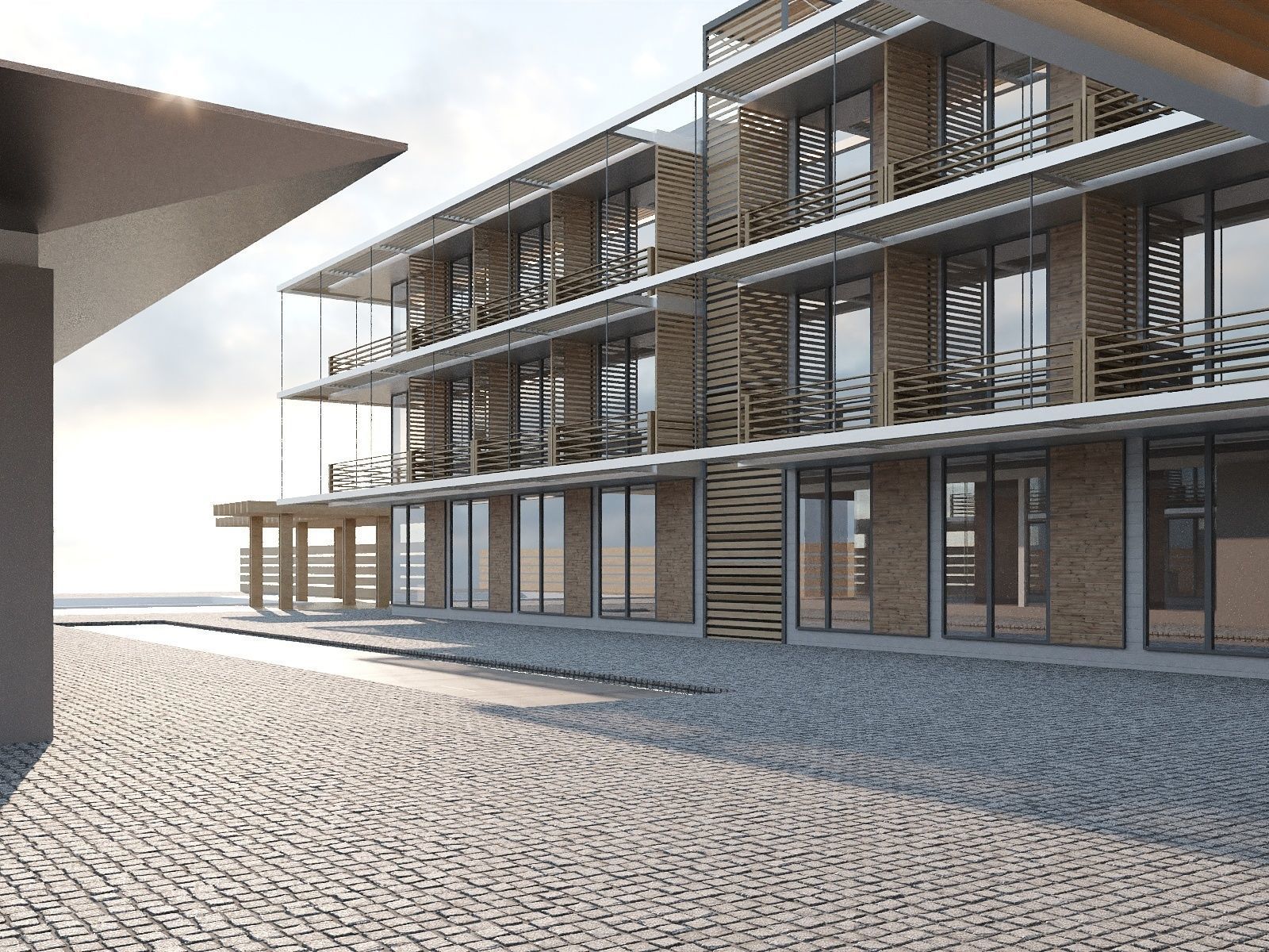 motel near sea 3D model_1