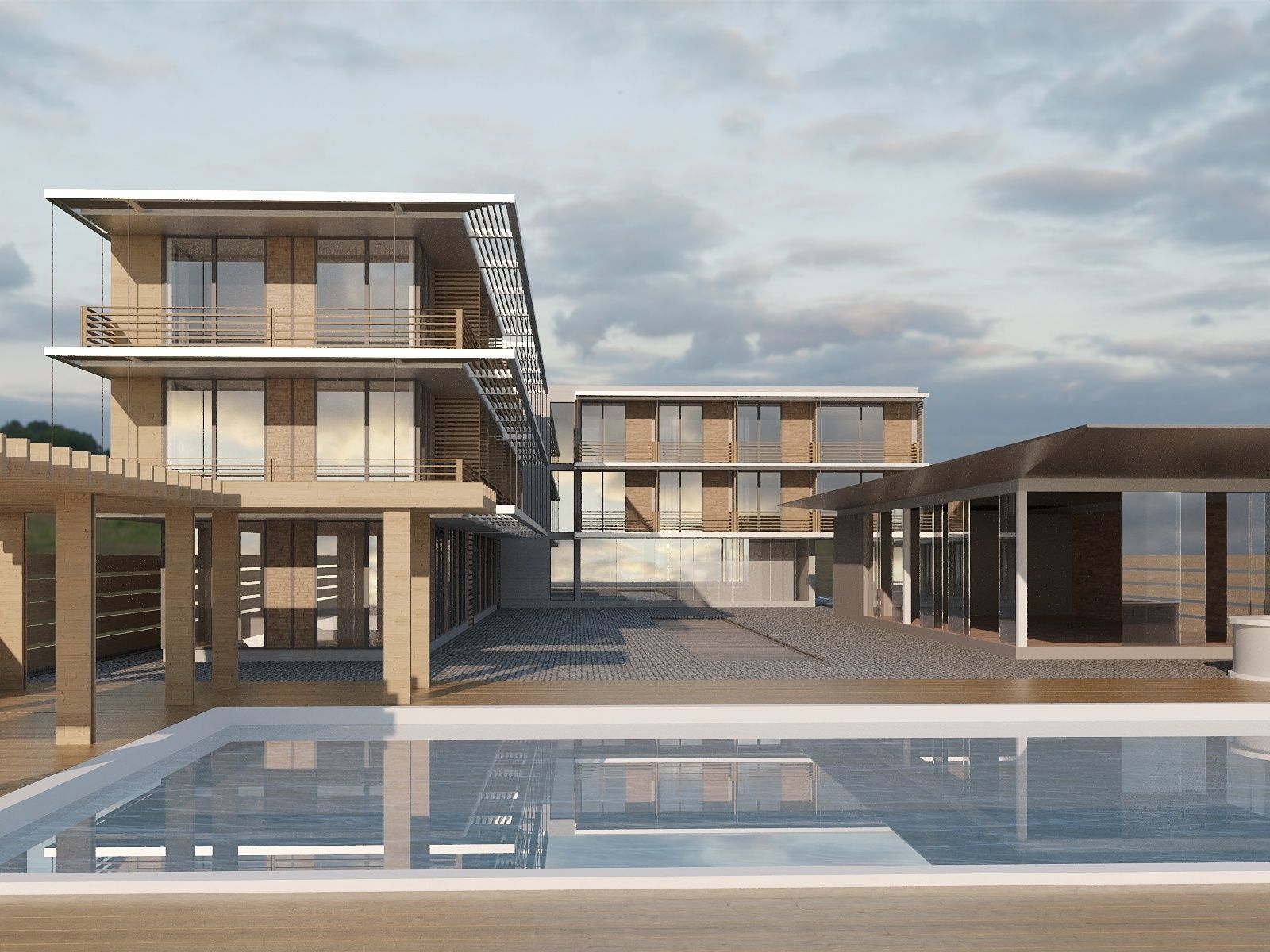 motel near sea 3D model_2