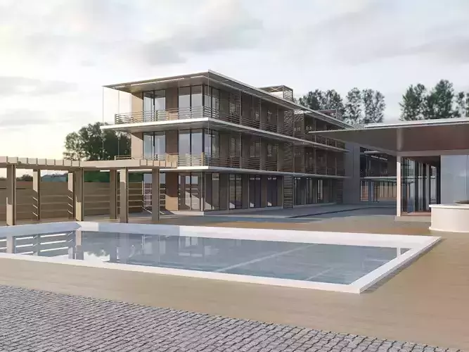 motel near sea 3D model