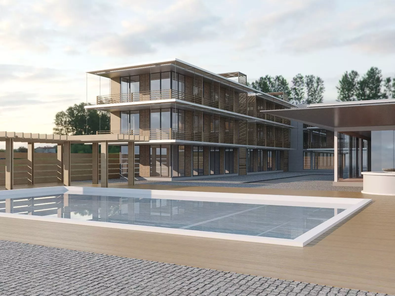 motel near sea 3D model_0