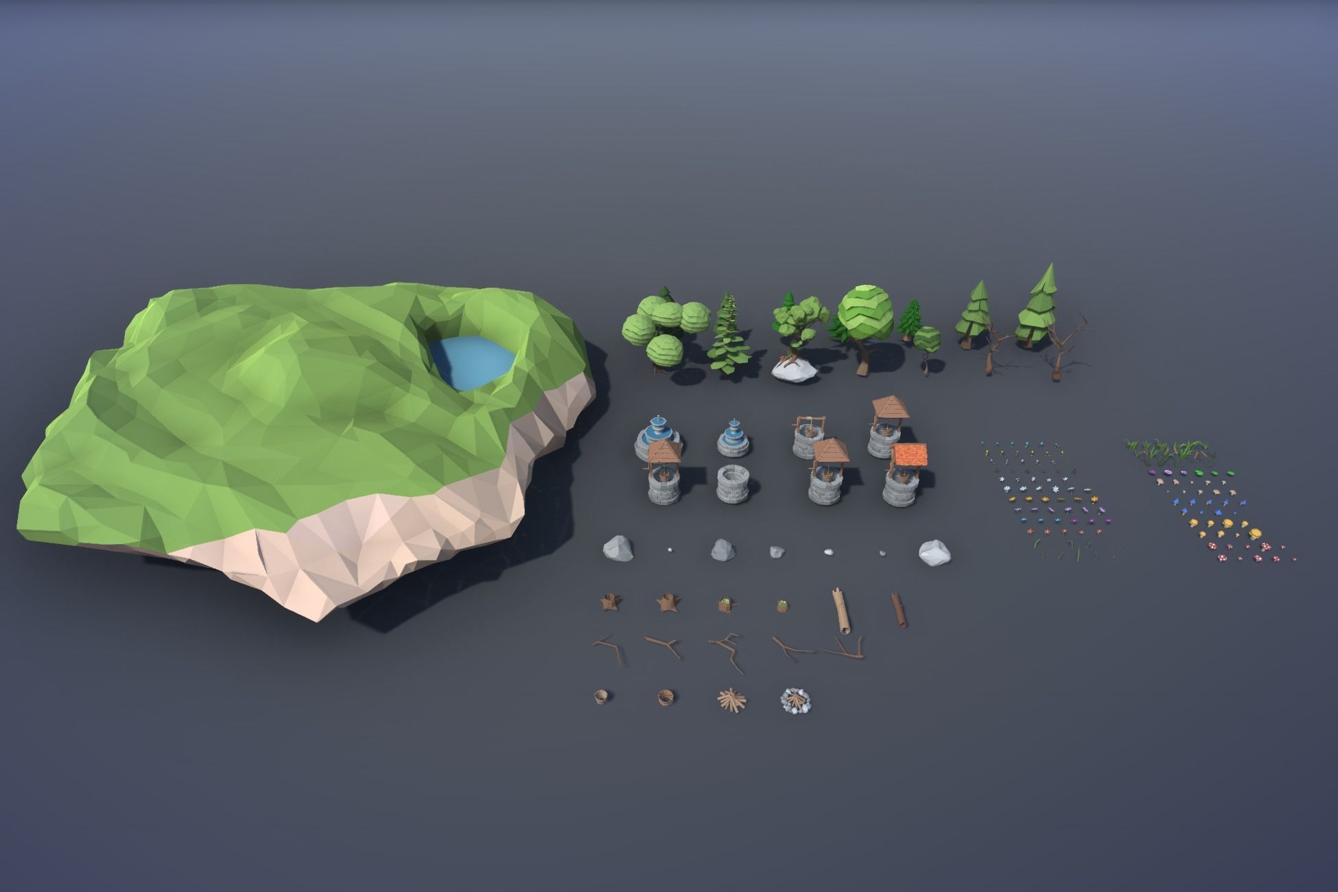 Low Poly Nature and Props Pack Low-poly 3D model_7