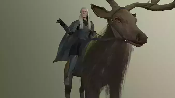 Hobbit thranduil and deer lord of the rings Low-poly 3D model