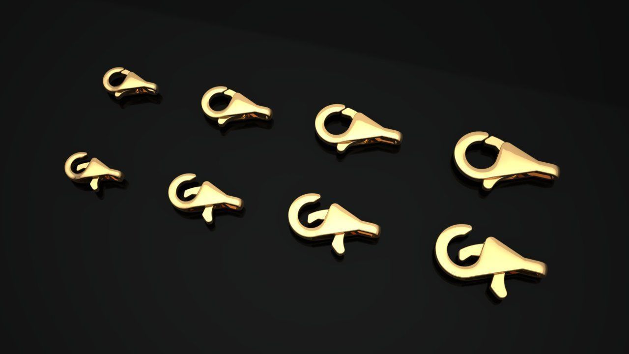 Lock  chain bracelet wristband LOBSTER CLASPS 3D print model_4